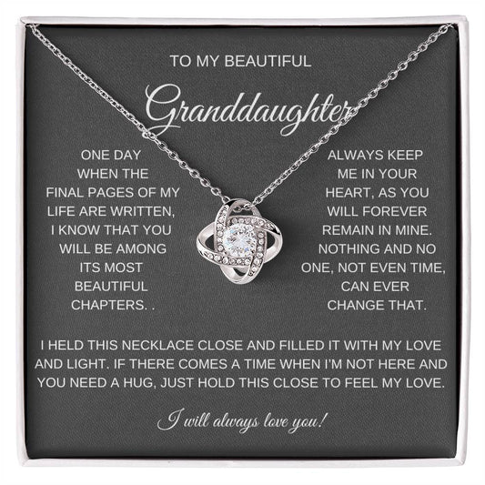 To My Beautiful Granddaughter Love Knot Necklace