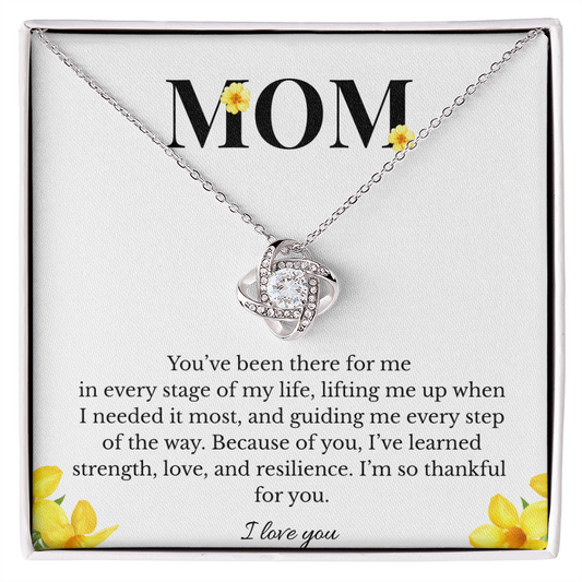 Mom Love Knot Necklace | Cubic Zirconia Pendant | Jewelry Gift for Her