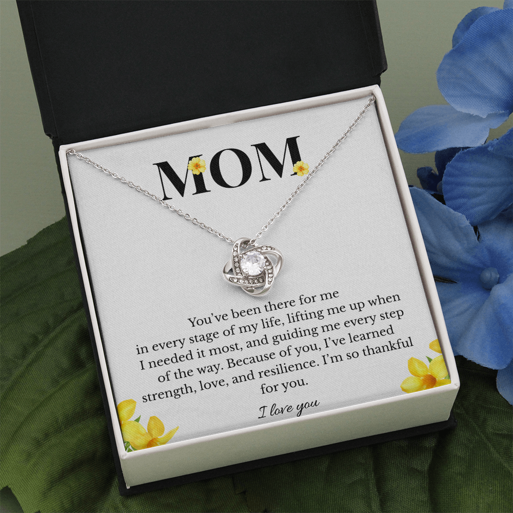 Mom Love Knot Necklace | Cubic Zirconia Pendant | Jewelry Gift for Her