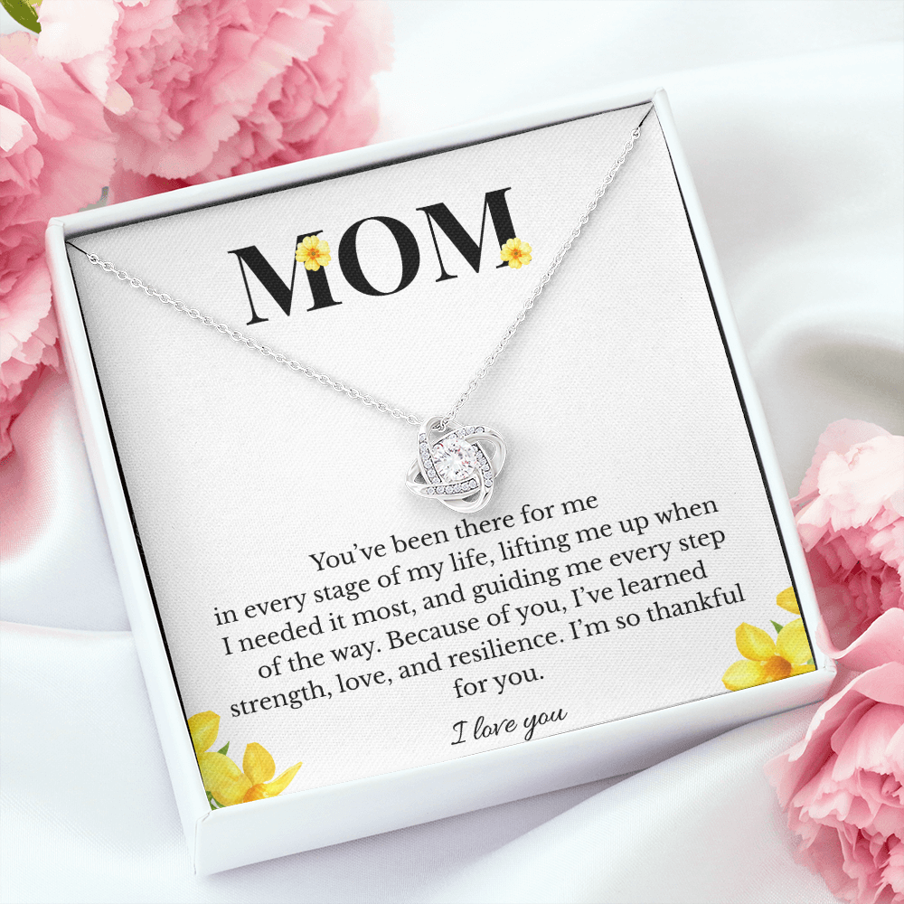 Mom Love Knot Necklace | Cubic Zirconia Pendant | Jewelry Gift for Her