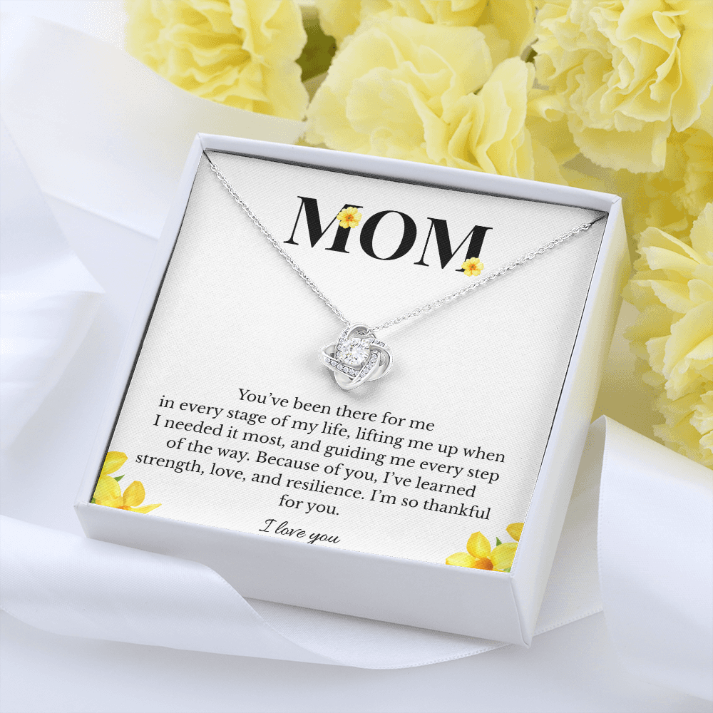 Mom Love Knot Necklace | Cubic Zirconia Pendant | Jewelry Gift for Her