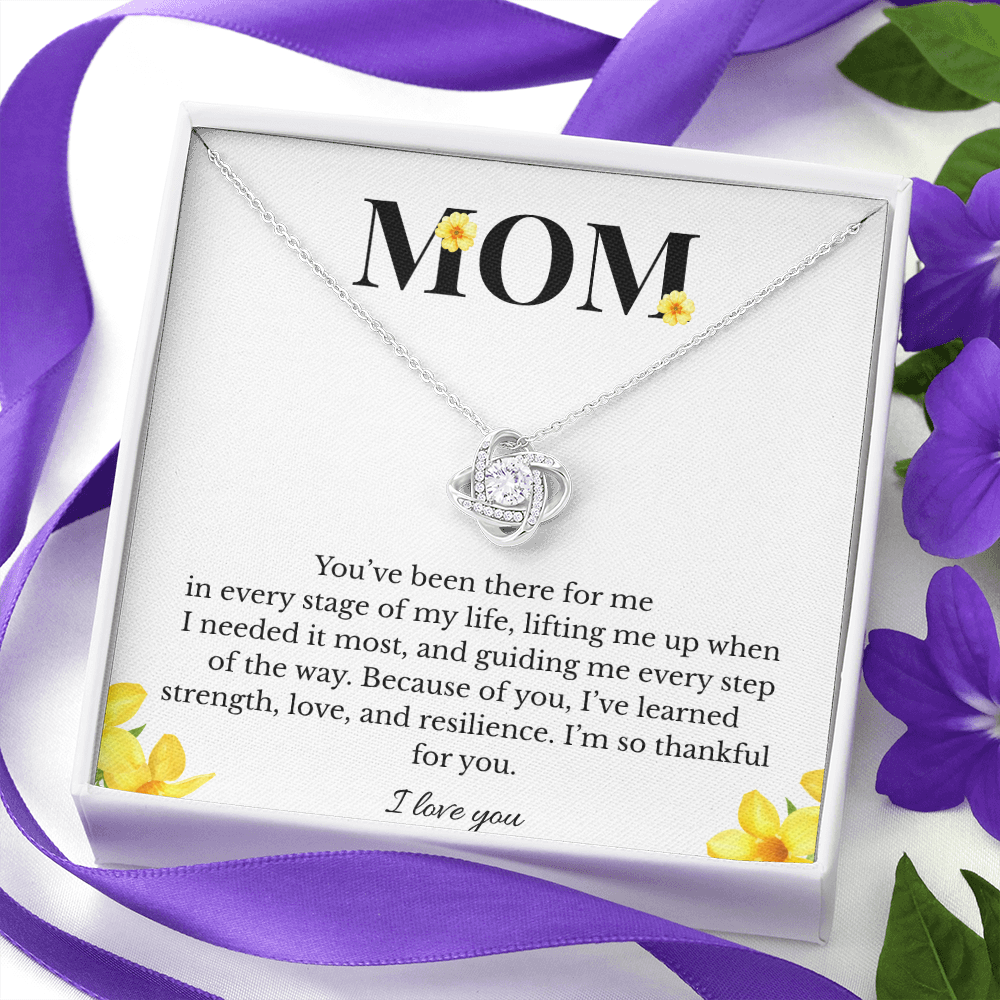 Mom Love Knot Necklace | Cubic Zirconia Pendant | Jewelry Gift for Her
