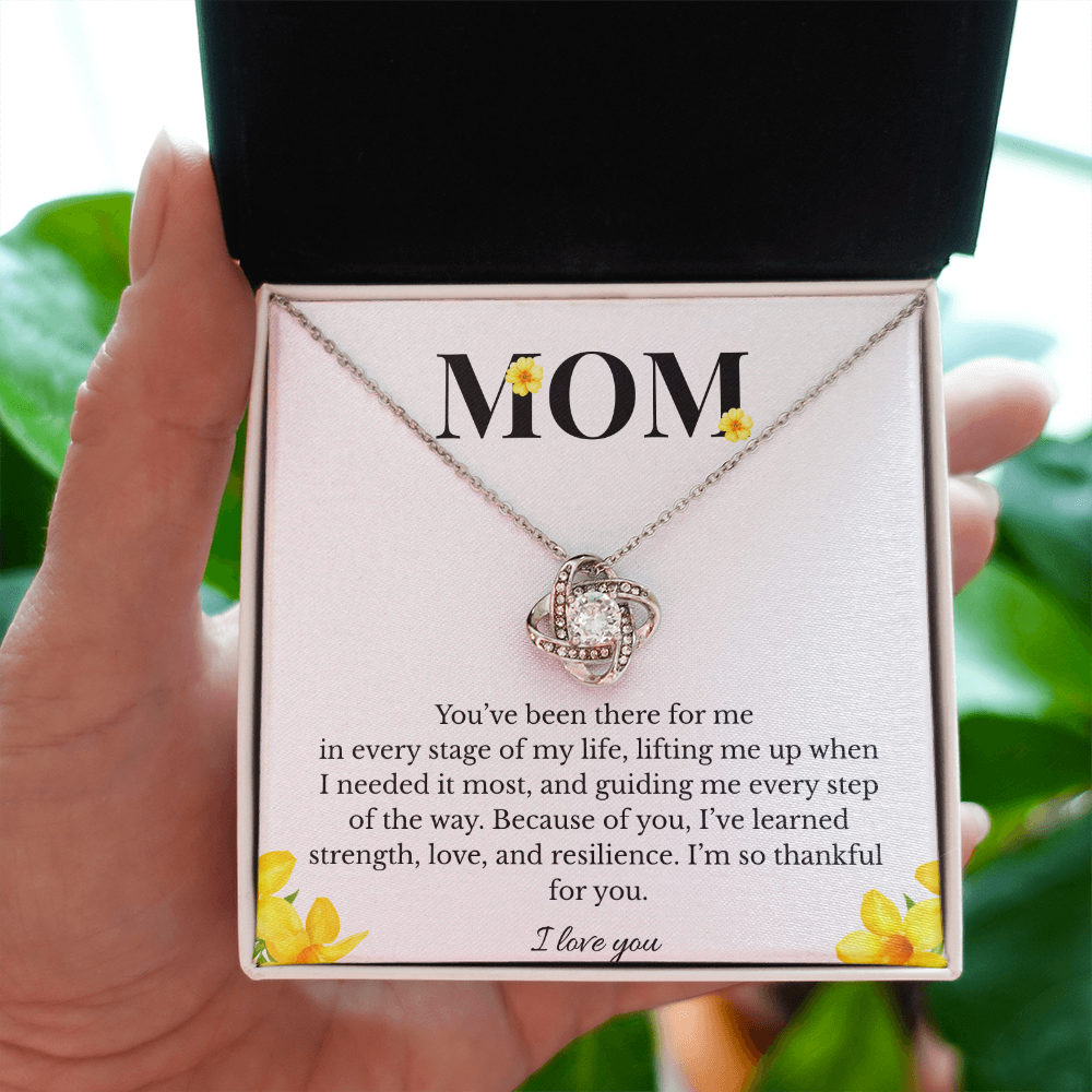 Mom Love Knot Necklace | Cubic Zirconia Pendant | Jewelry Gift for Her