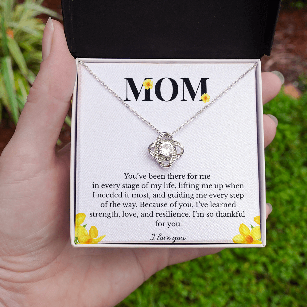 Mom Love Knot Necklace | Cubic Zirconia Pendant | Jewelry Gift for Her