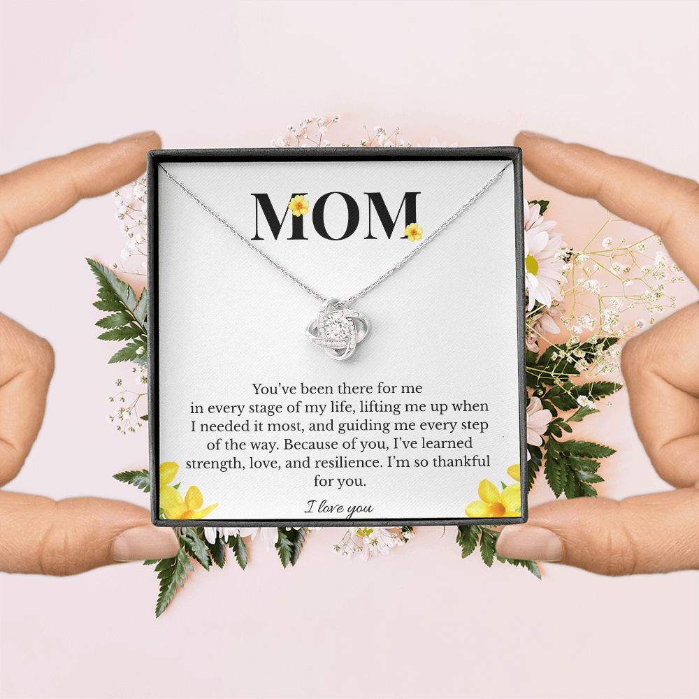 Mom Love Knot Necklace | Cubic Zirconia Pendant | Jewelry Gift for Her