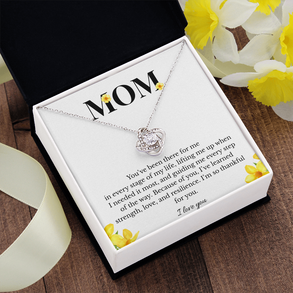 Mom Love Knot Necklace | Cubic Zirconia Pendant | Jewelry Gift for Her
