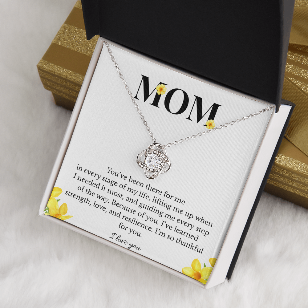 Mom Love Knot Necklace | Cubic Zirconia Pendant | Jewelry Gift for Her