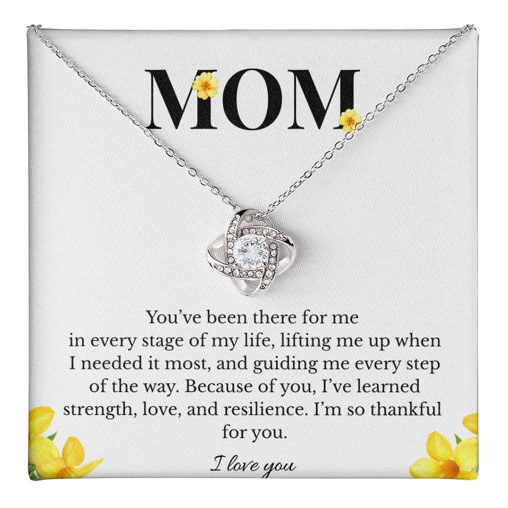 Mom Love Knot Necklace | Cubic Zirconia Pendant | Jewelry Gift for Her