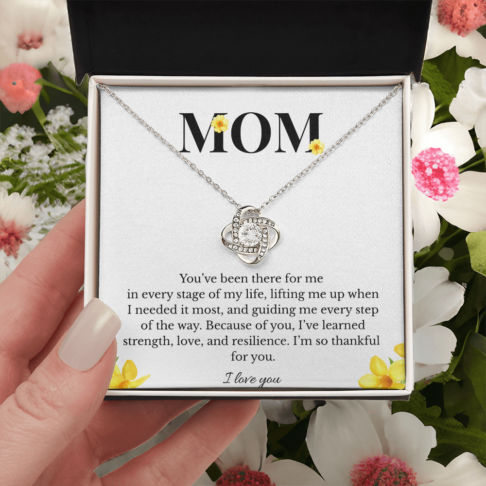 Mom Love Knot Necklace | Cubic Zirconia Pendant | Jewelry Gift for Her