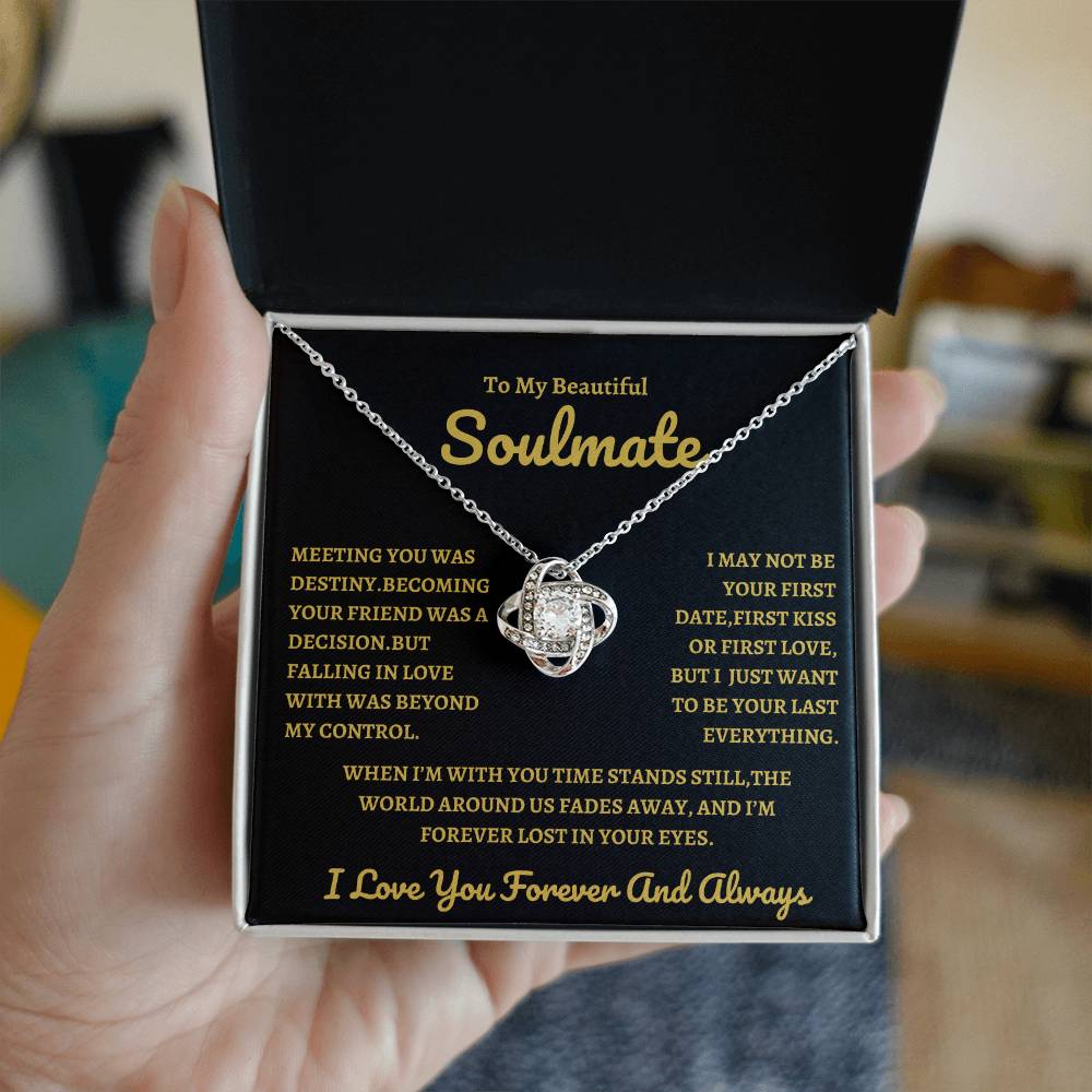 To My Soulmate "Time Stand Still" Love Knot Necklace