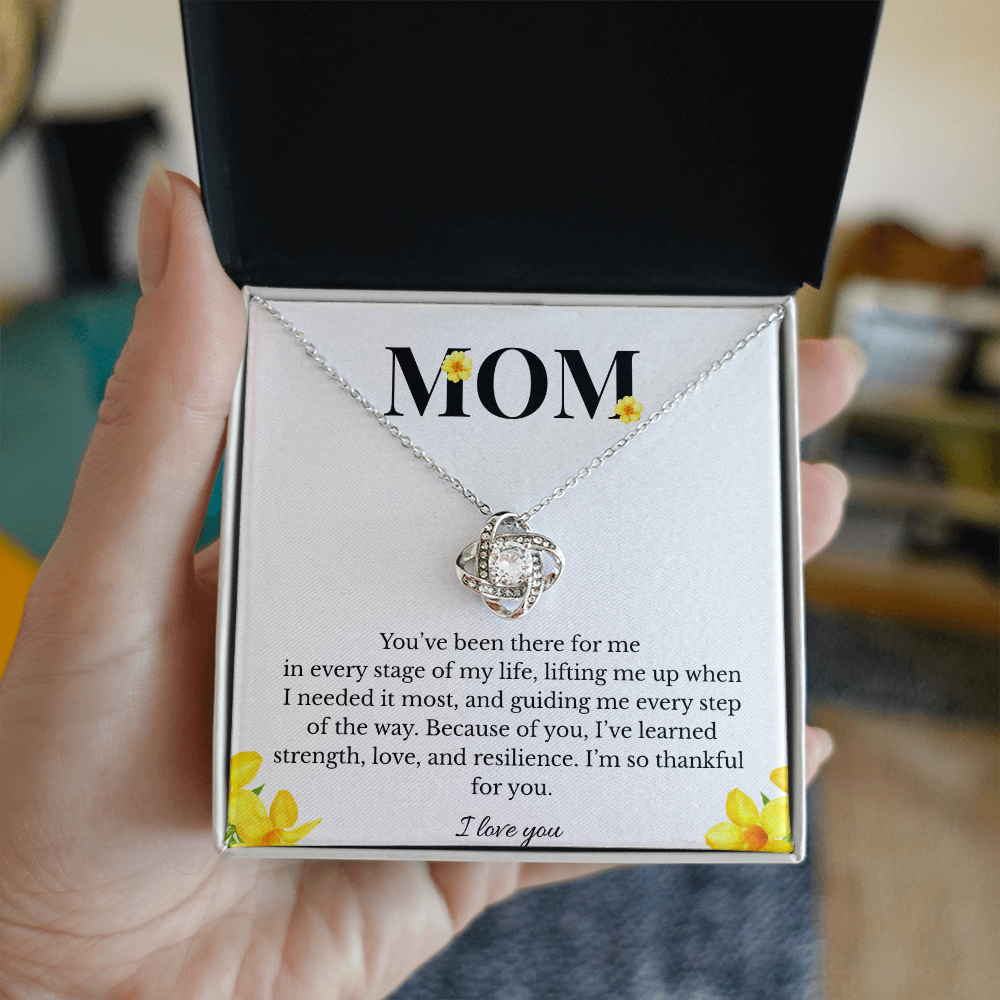 Mom Love Knot Necklace | Cubic Zirconia Pendant | Jewelry Gift for Her