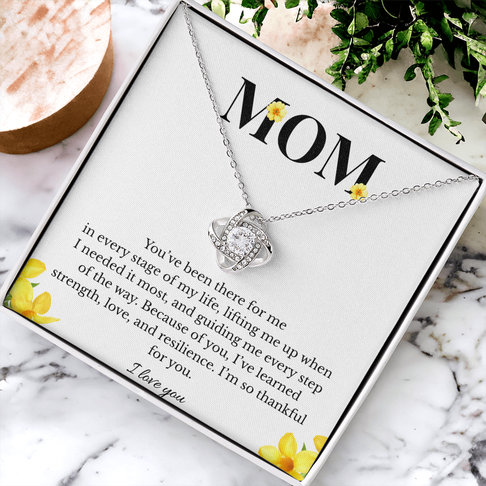 Mom Love Knot Necklace | Cubic Zirconia Pendant | Jewelry Gift for Her