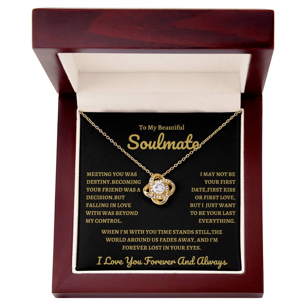 To My Soulmate "Time Stand Still" Love Knot Necklace