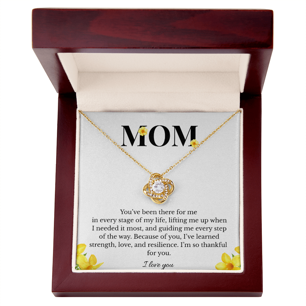 Mom Love Knot Necklace | Cubic Zirconia Pendant | Jewelry Gift for Her