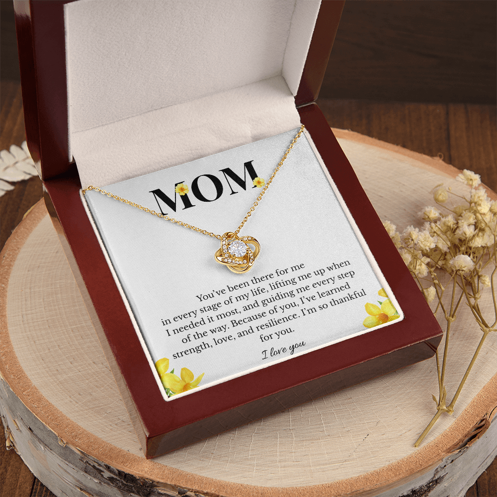 Mom Love Knot Necklace | Cubic Zirconia Pendant | Jewelry Gift for Her