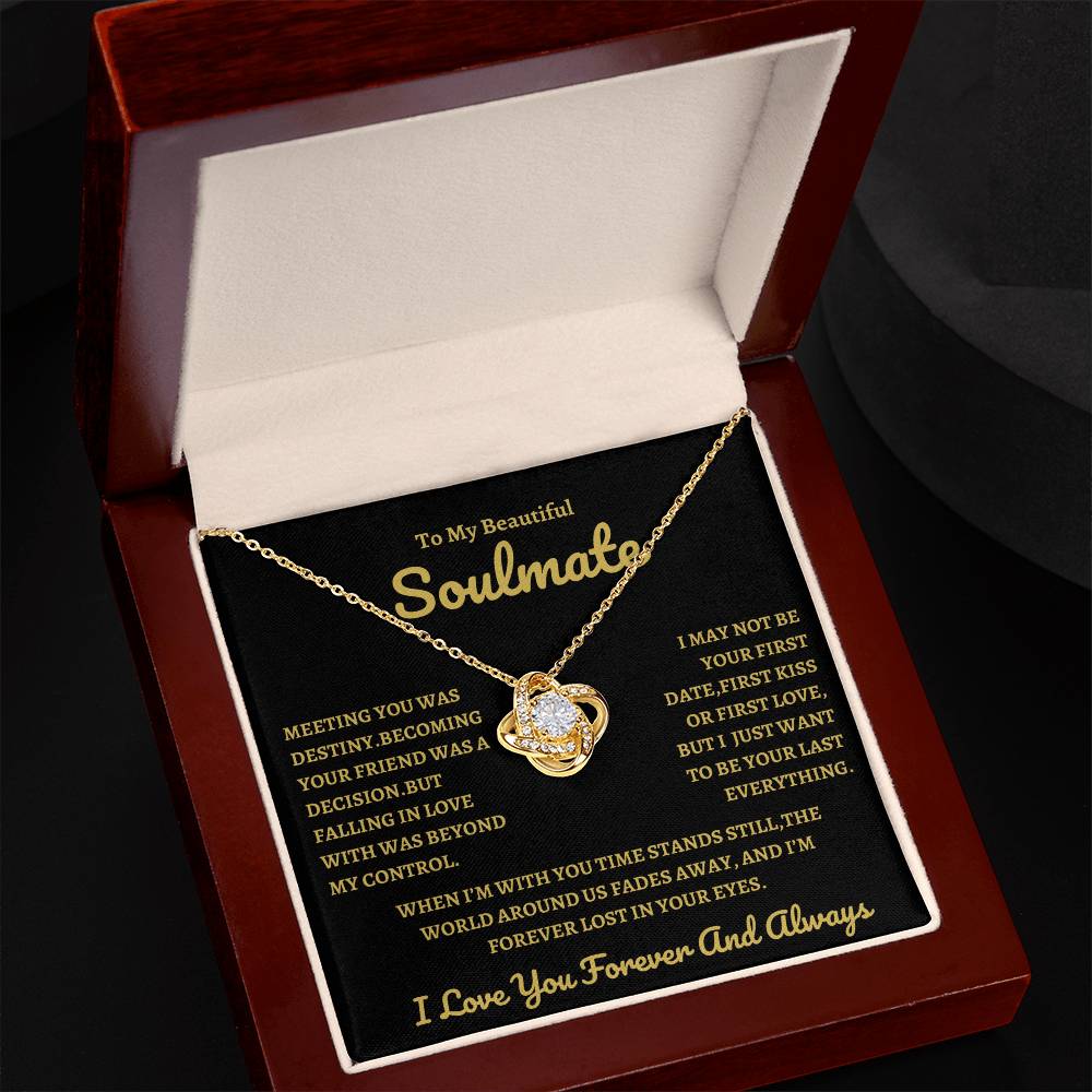 To My Soulmate "Time Stand Still" Love Knot Necklace