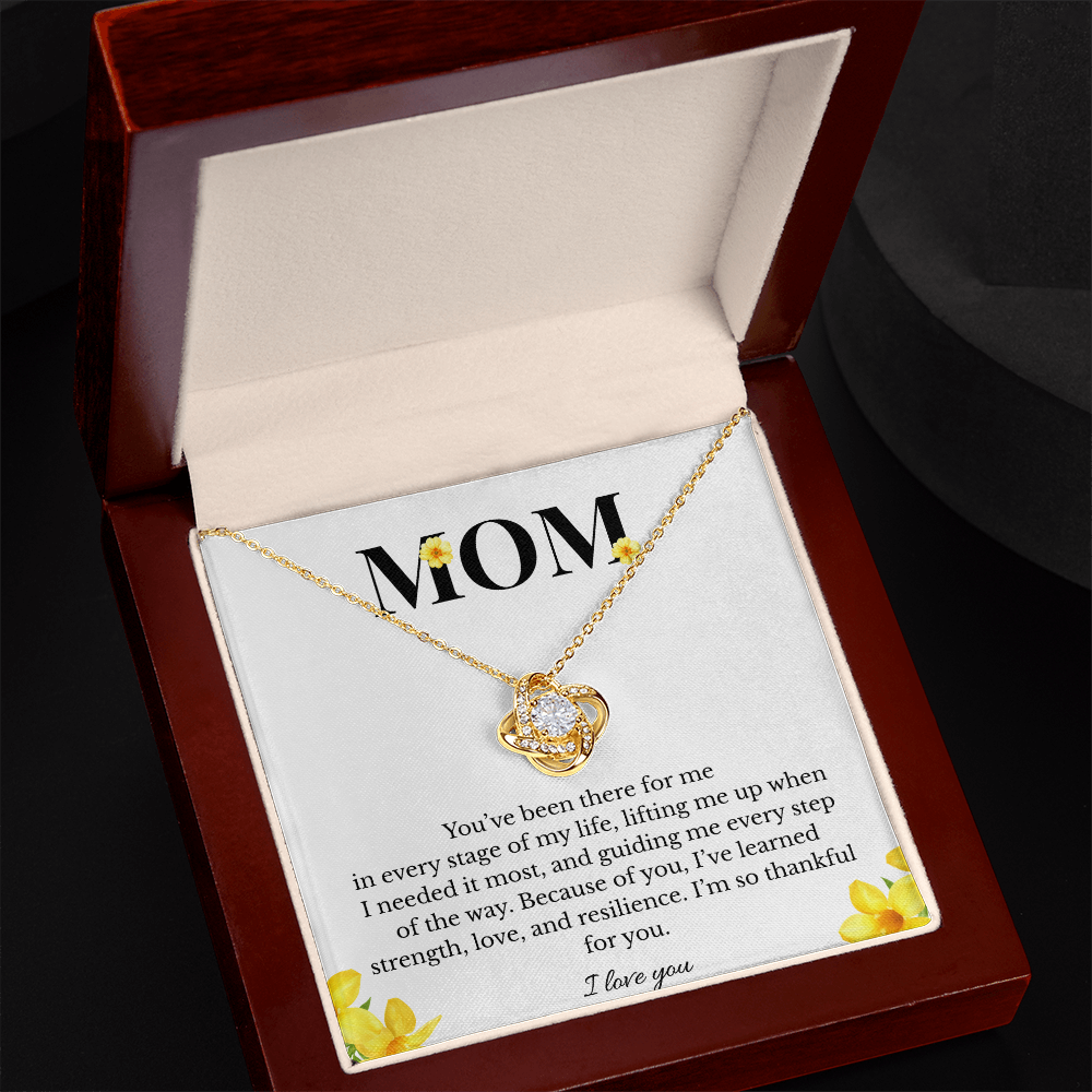 Mom Love Knot Necklace | Cubic Zirconia Pendant | Jewelry Gift for Her