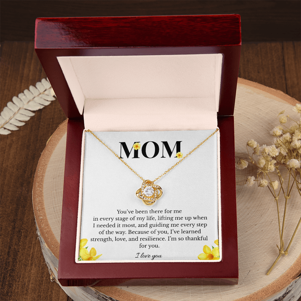 Mom Love Knot Necklace | Cubic Zirconia Pendant | Jewelry Gift for Her