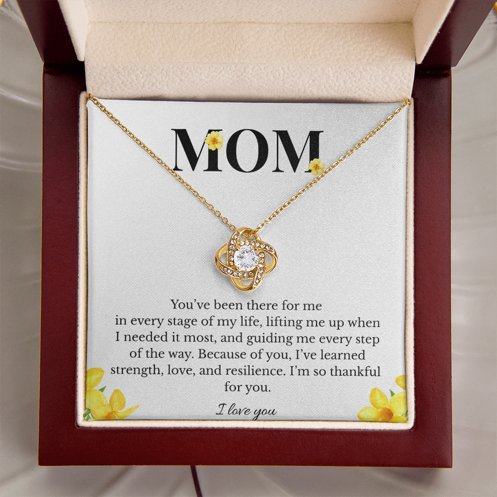 Mom Love Knot Necklace | Cubic Zirconia Pendant | Jewelry Gift for Her