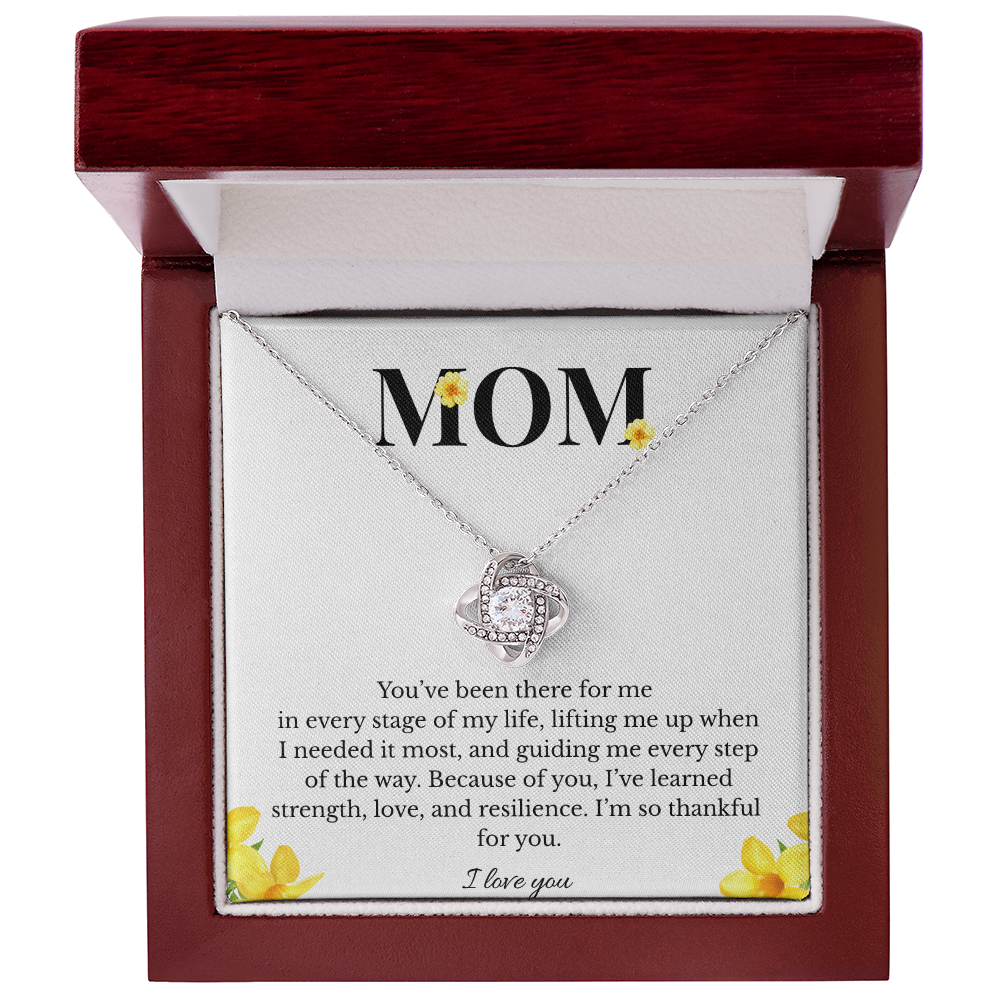 Mom Love Knot Necklace | Cubic Zirconia Pendant | Jewelry Gift for Her