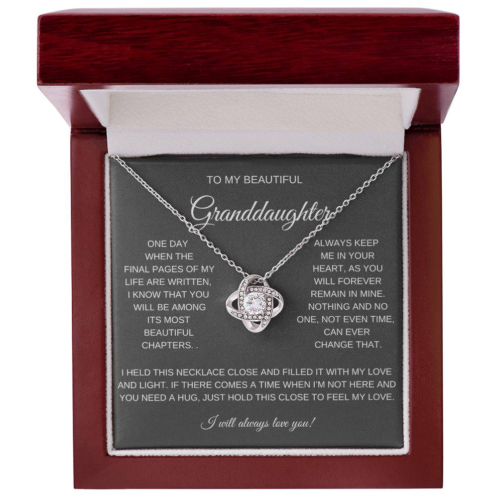 To My Beautiful Granddaughter Love Knot Necklace