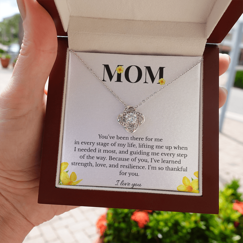 Mom Love Knot Necklace | Cubic Zirconia Pendant | Jewelry Gift for Her