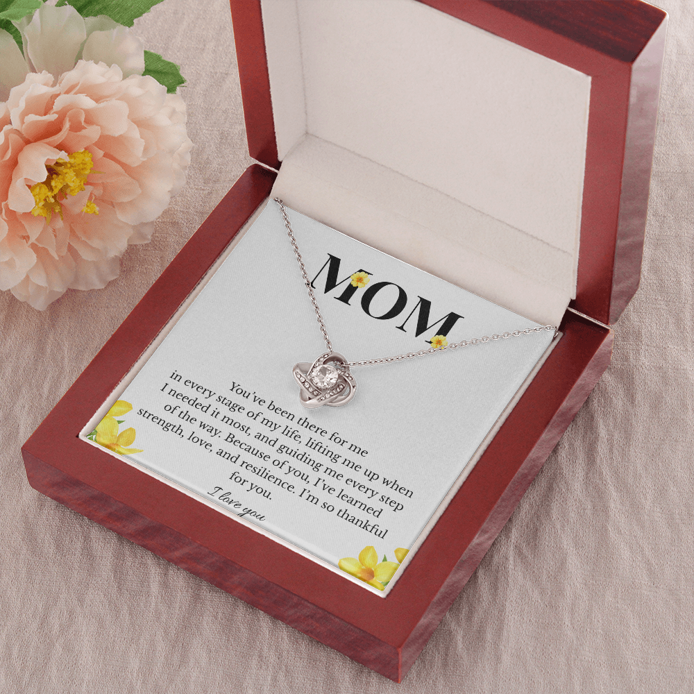 Mom Love Knot Necklace | Cubic Zirconia Pendant | Jewelry Gift for Her