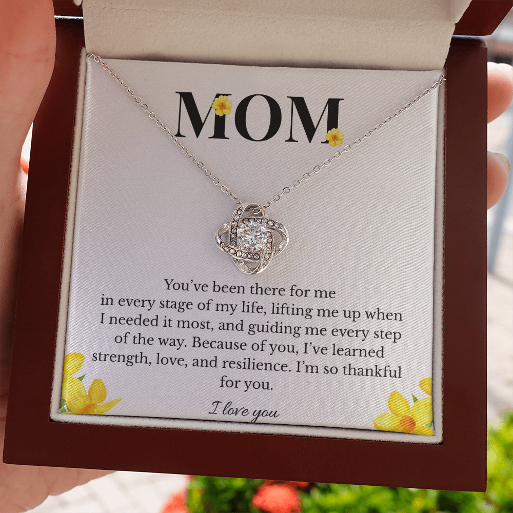 Mom Love Knot Necklace | Cubic Zirconia Pendant | Jewelry Gift for Her