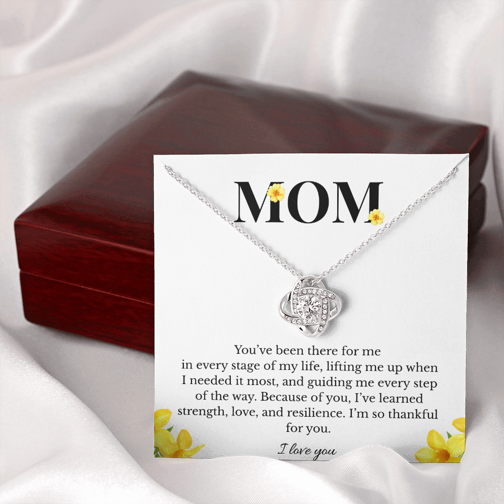 Mom Love Knot Necklace | Cubic Zirconia Pendant | Jewelry Gift for Her