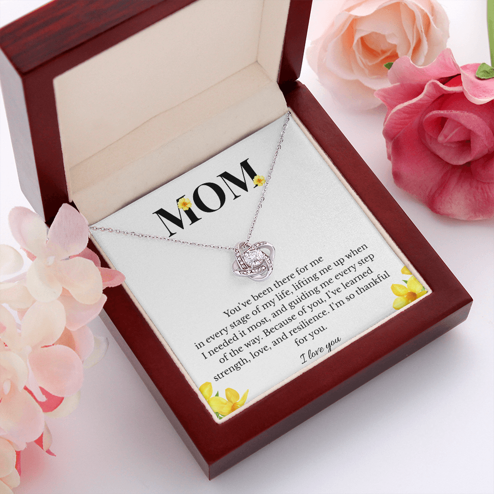 Mom Love Knot Necklace | Cubic Zirconia Pendant | Jewelry Gift for Her
