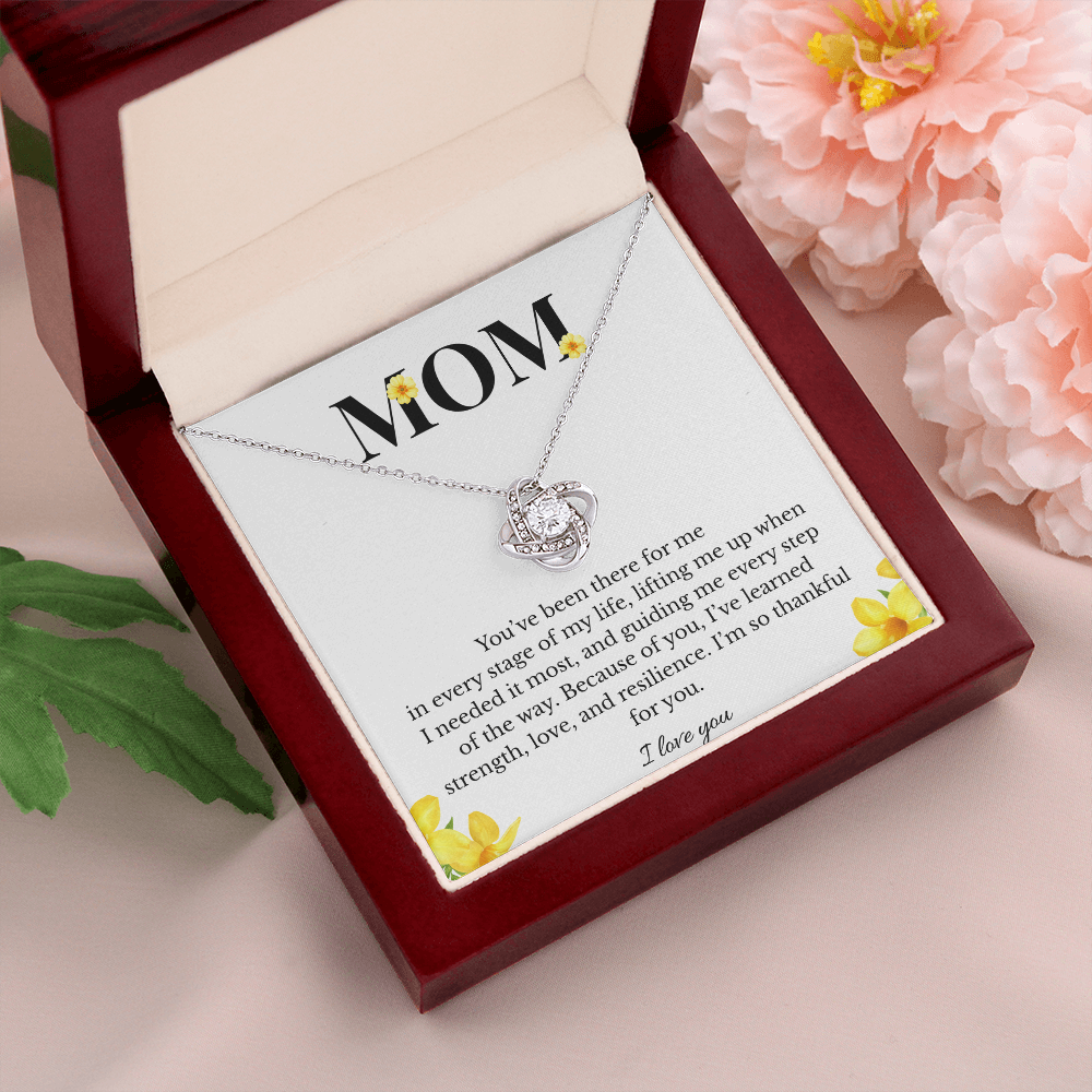 Mom Love Knot Necklace | Cubic Zirconia Pendant | Jewelry Gift for Her