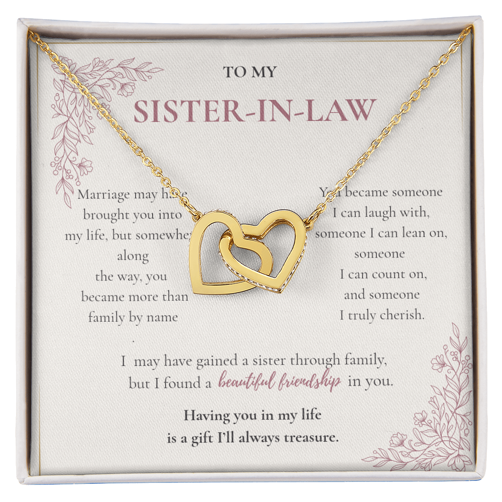 Sister-in-Law Necklace Gift - Interlocking Hearts