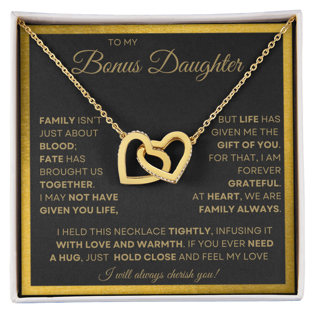 To My Bonus Daughter Interlocking Heart Necklace – A Forever Bond of Love