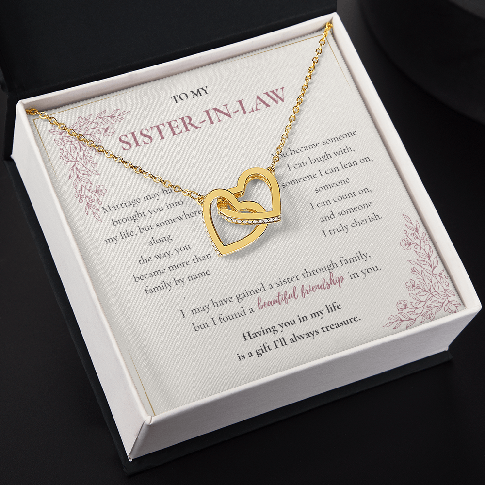 Sister-in-Law Necklace Gift - Interlocking Hearts