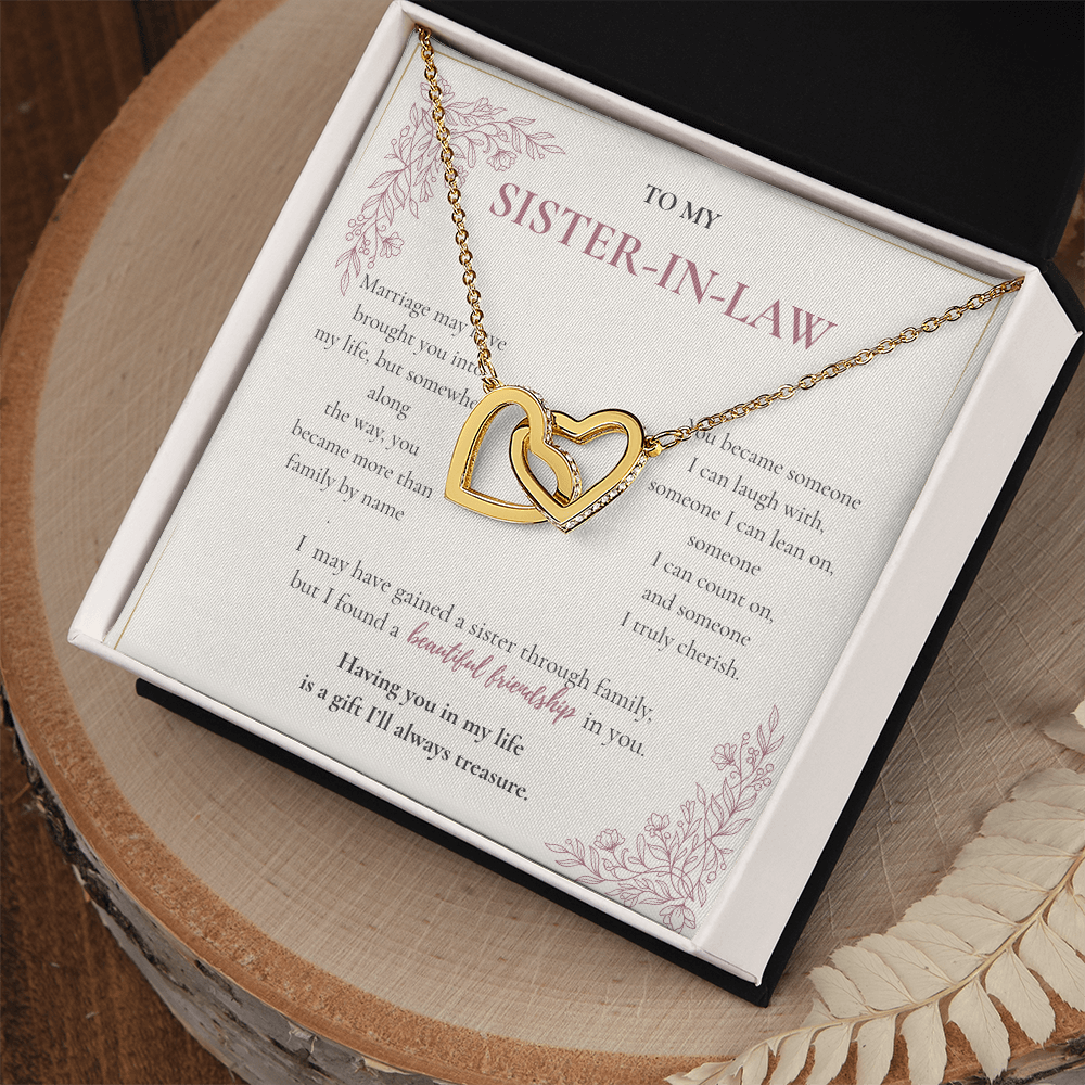 Sister-in-Law Necklace Gift - Interlocking Hearts