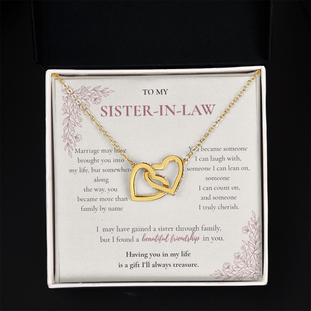 Sister-in-Law Necklace Gift - Interlocking Hearts