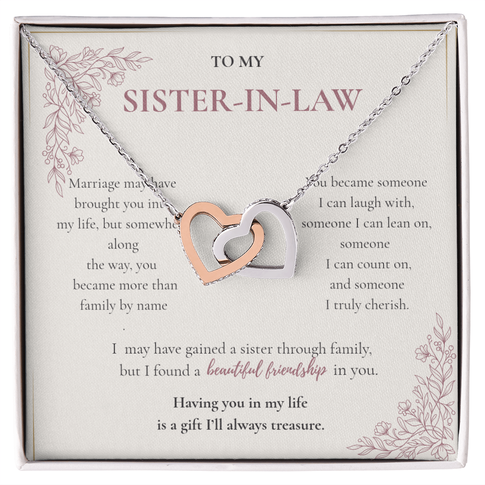 Sister-in-Law Necklace Gift - Interlocking Hearts