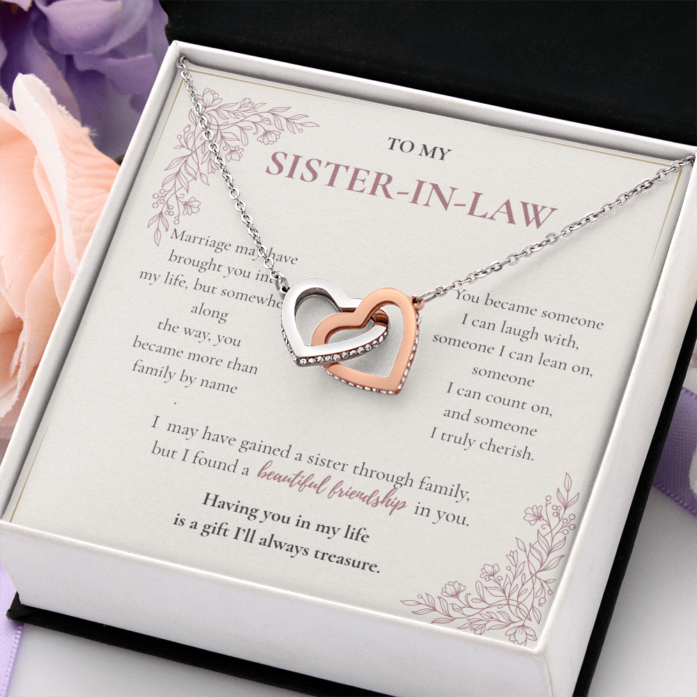 Sister-in-Law Necklace Gift - Interlocking Hearts