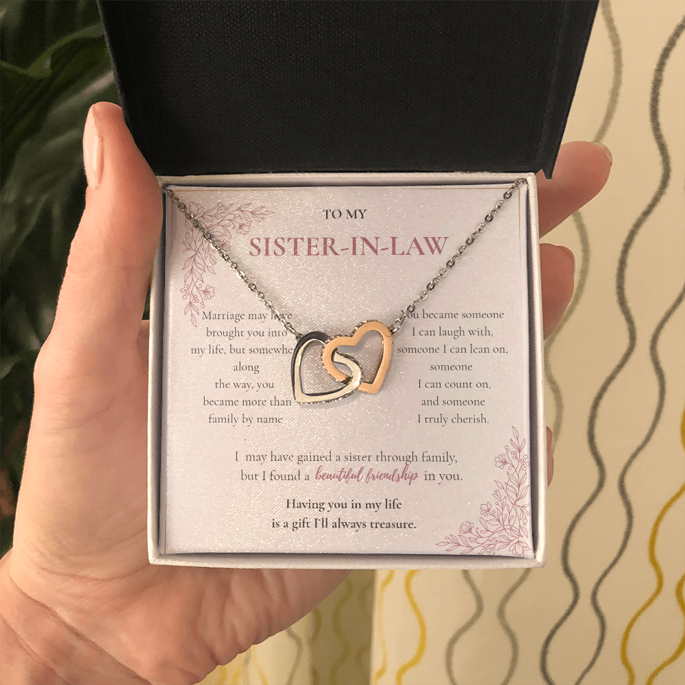 Sister-in-Law Necklace Gift - Interlocking Hearts