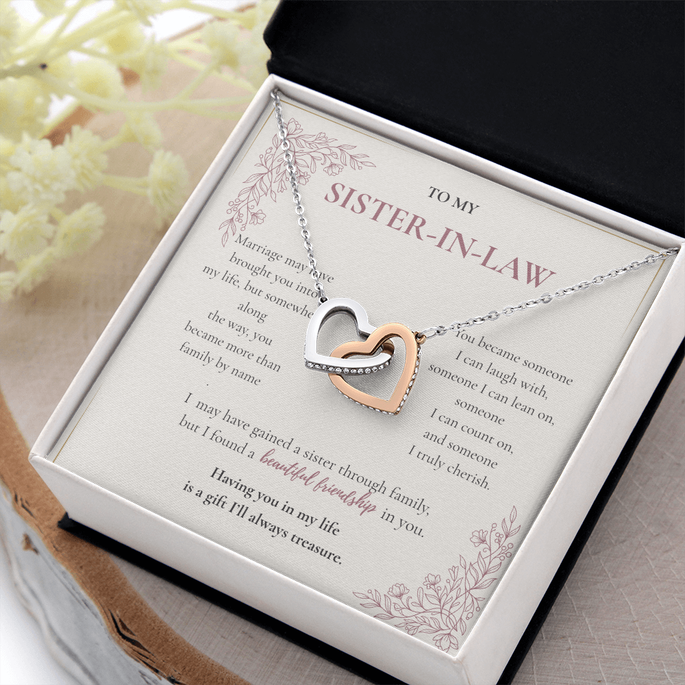 Sister-in-Law Necklace Gift - Interlocking Hearts