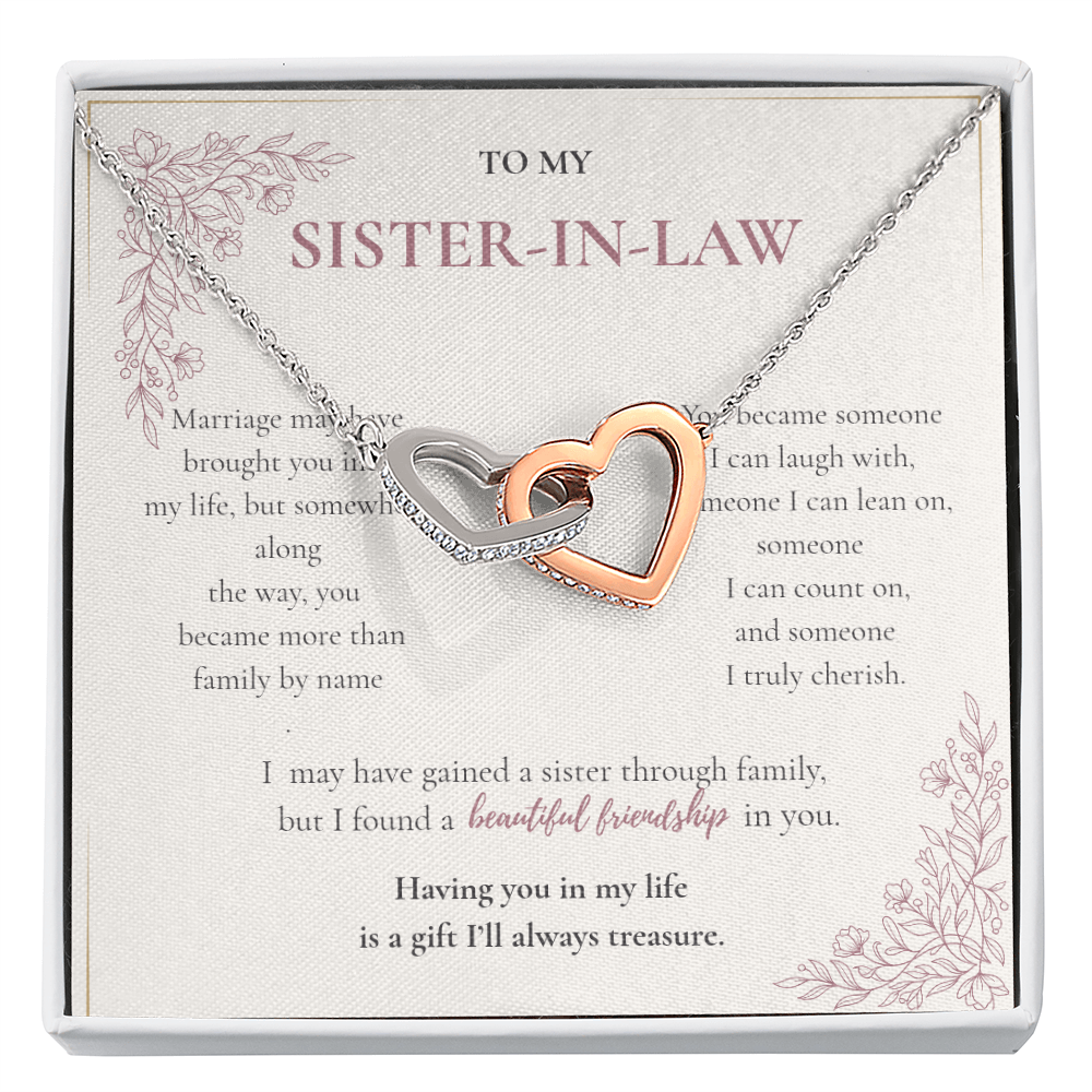 Sister-in-Law Necklace Gift - Interlocking Hearts