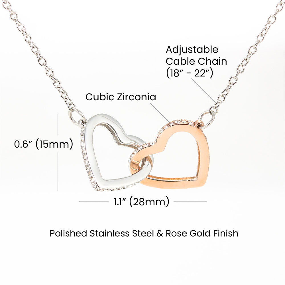 To My Bonus Daughter Interlocking Heart Necklace – Meaningful Bonus Daughter Gift, Elegant Jewelry from Bonus Mom or Dad