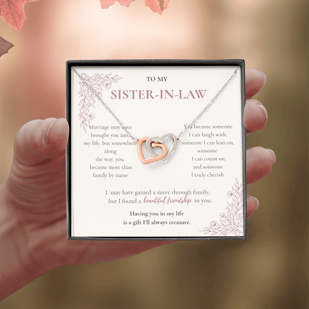 Sister-in-Law Necklace Gift - Interlocking Hearts