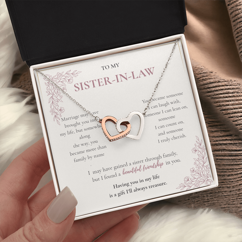 Sister-in-Law Necklace Gift - Interlocking Hearts