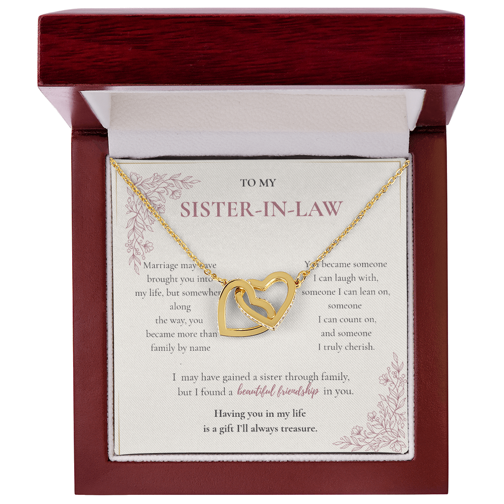 Sister-in-Law Necklace Gift - Interlocking Hearts