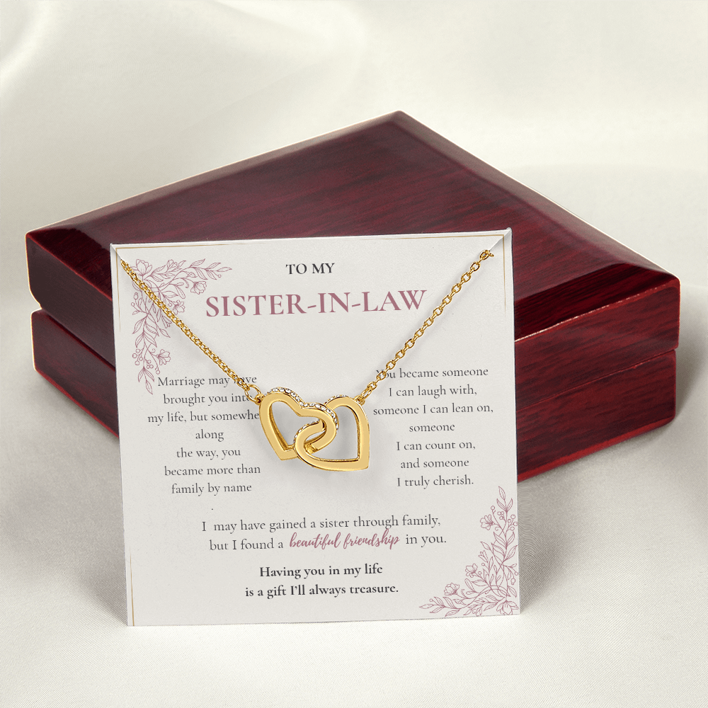 Sister-in-Law Necklace Gift - Interlocking Hearts
