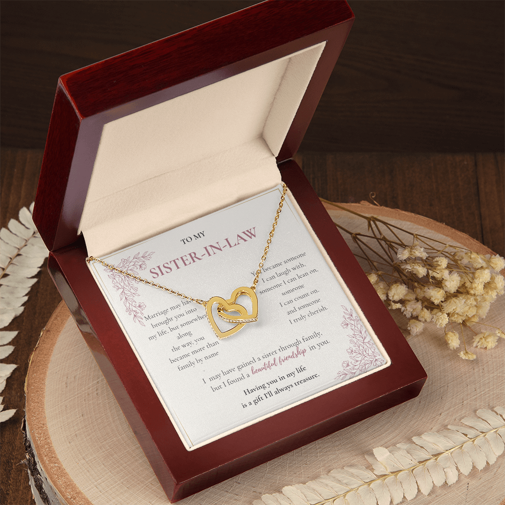 Sister-in-Law Necklace Gift - Interlocking Hearts