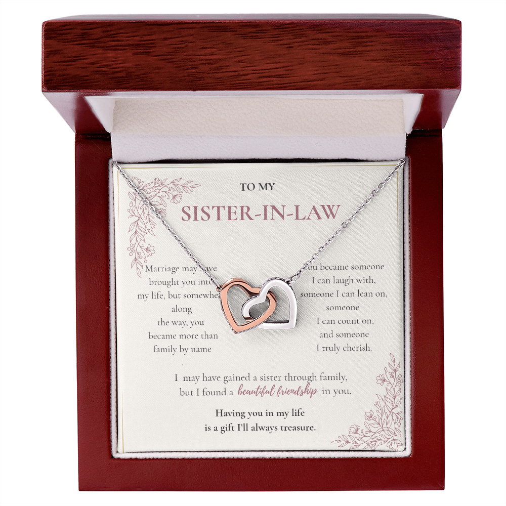 Sister-in-Law Necklace Gift - Interlocking Hearts
