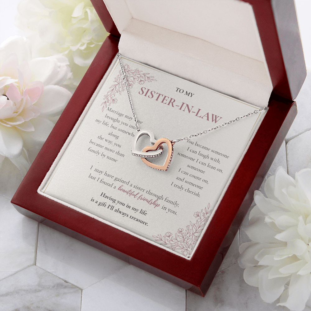 Sister-in-Law Necklace Gift - Interlocking Hearts