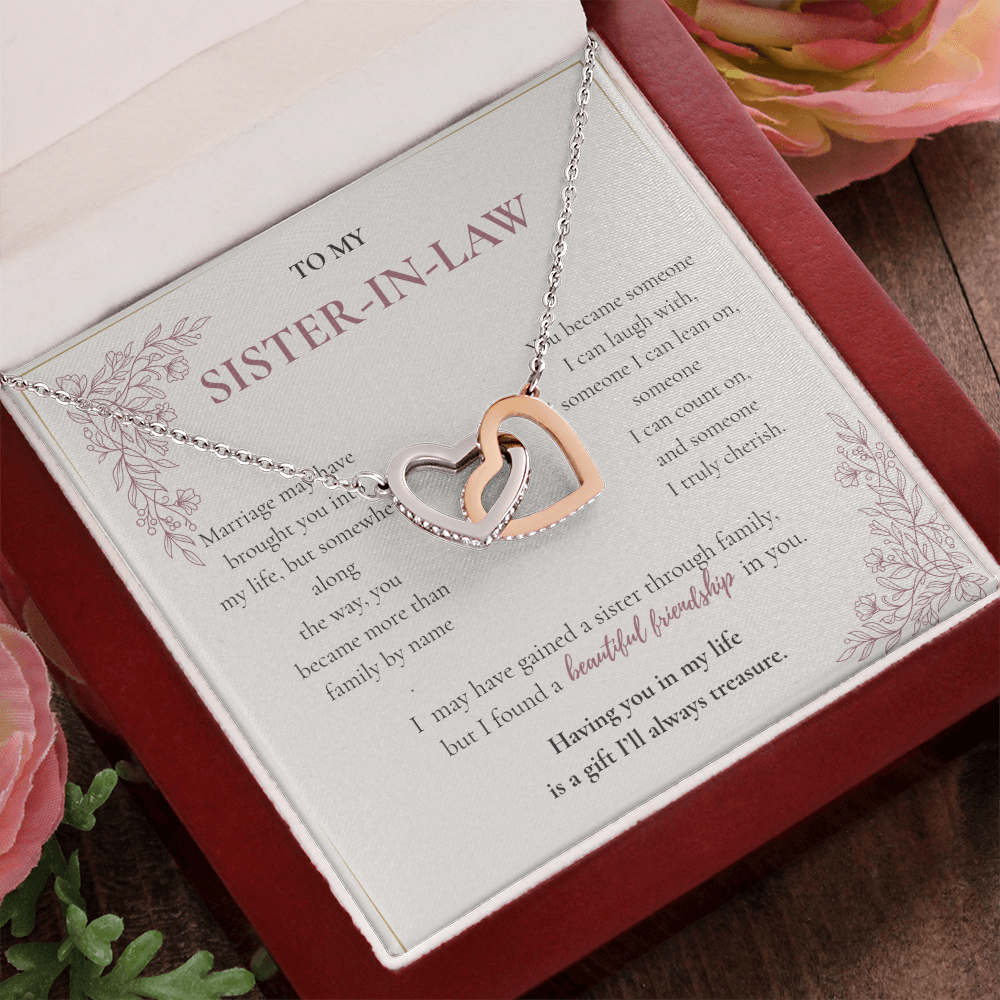 Sister-in-Law Necklace Gift - Interlocking Hearts